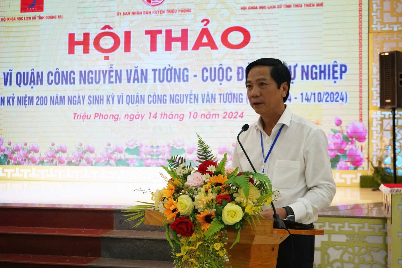 &Ocirc;ng Ho&agrave;ng Nam - Ph&oacute; Chủ tịch UBND tỉnh Quảng Trị ph&aacute;t biểu tại hội thảo - Ảnh: C.N
